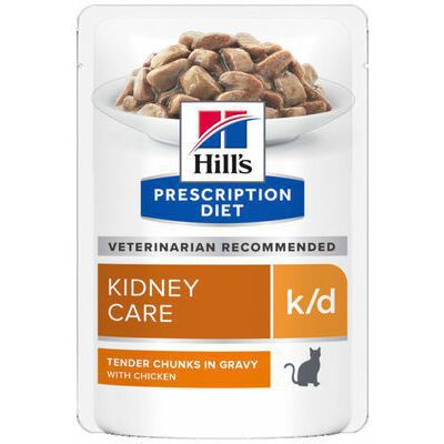 Hill's šlapias kačių maistas Prescription Diet k/d Kidney Care su vištiena - esant inkstų funkcijos sutrikimams, 12 vnt. x 85g Hill's šlapias kačių maistas Prescription Diet k/d Kidney Care su vištiena - esant inkstų funkcijos sutrikimams, 12 vnt. x 85g