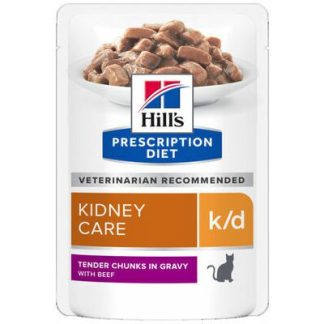 Hill's šlapias kačių maistas Prescription Diet k/d Kidney Care su jautiena - esant inkstų funkcijos sutrikimams, 12 vnt. x 85g