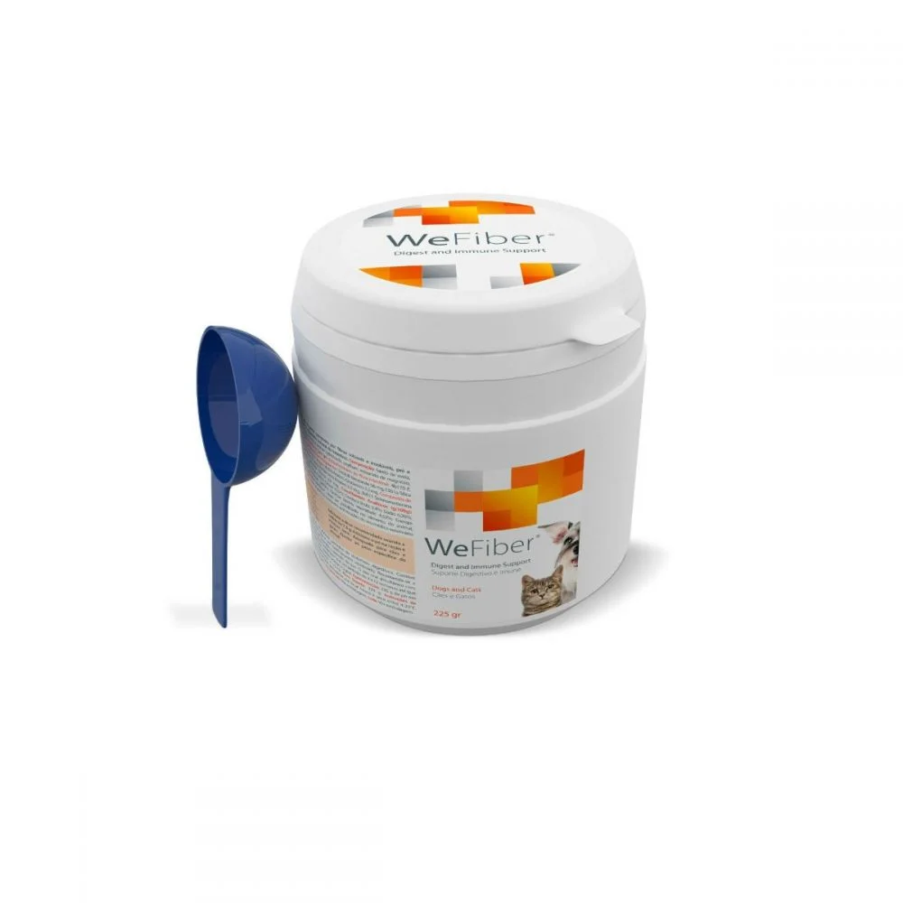 Pašaro papildai WeFiber šunims ir katėms - palaikyti natūralią žarnyno pusiausvyrą 225gr