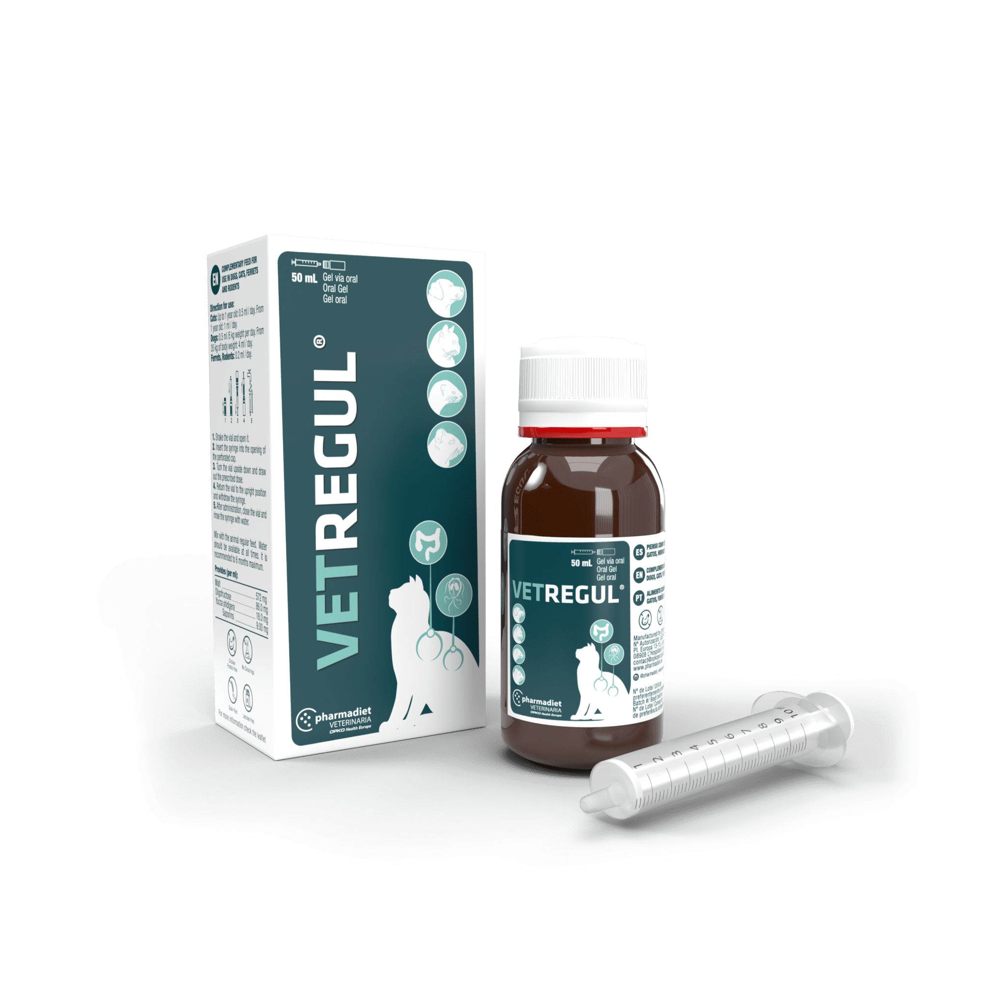 Papildas šunims ir katėms Vet Regul Gel - virškinimo traktui reguliuoti, 50ml